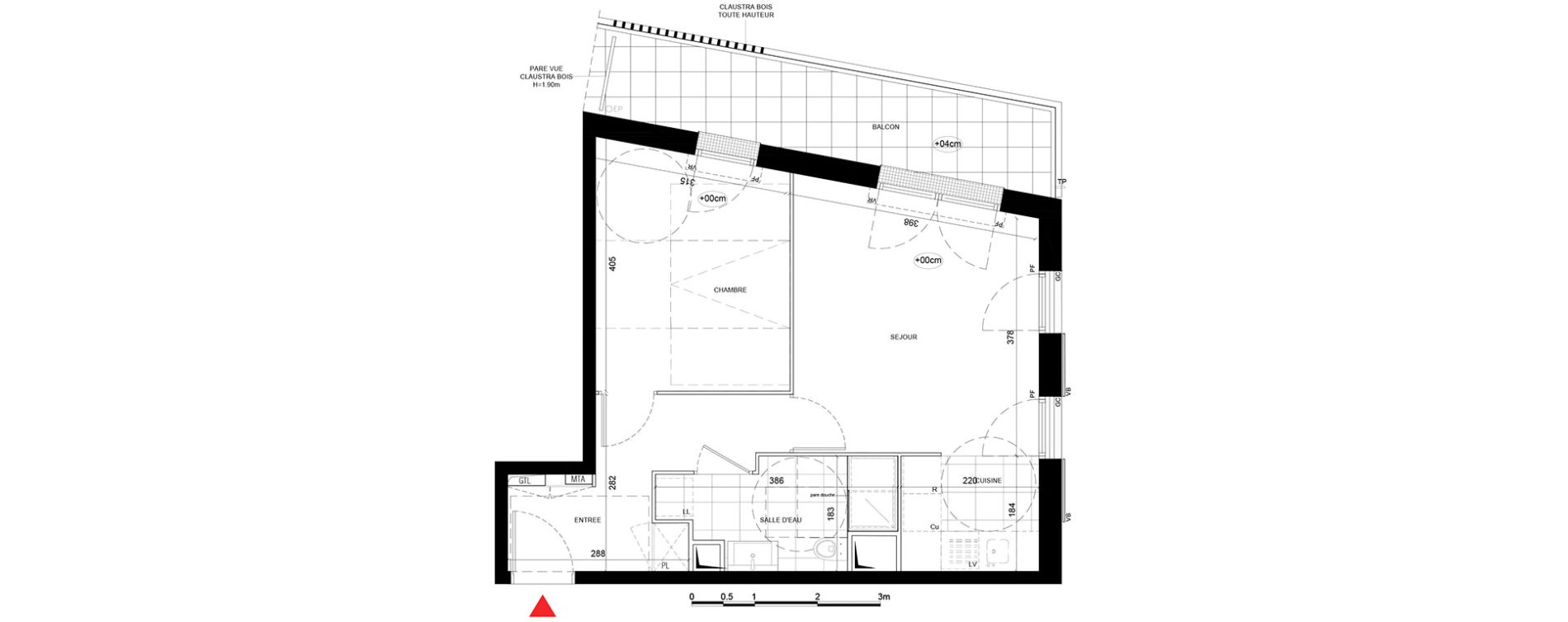 Appartement T2 de 44,51 m2 &agrave; Noisy-Le-Grand Centre