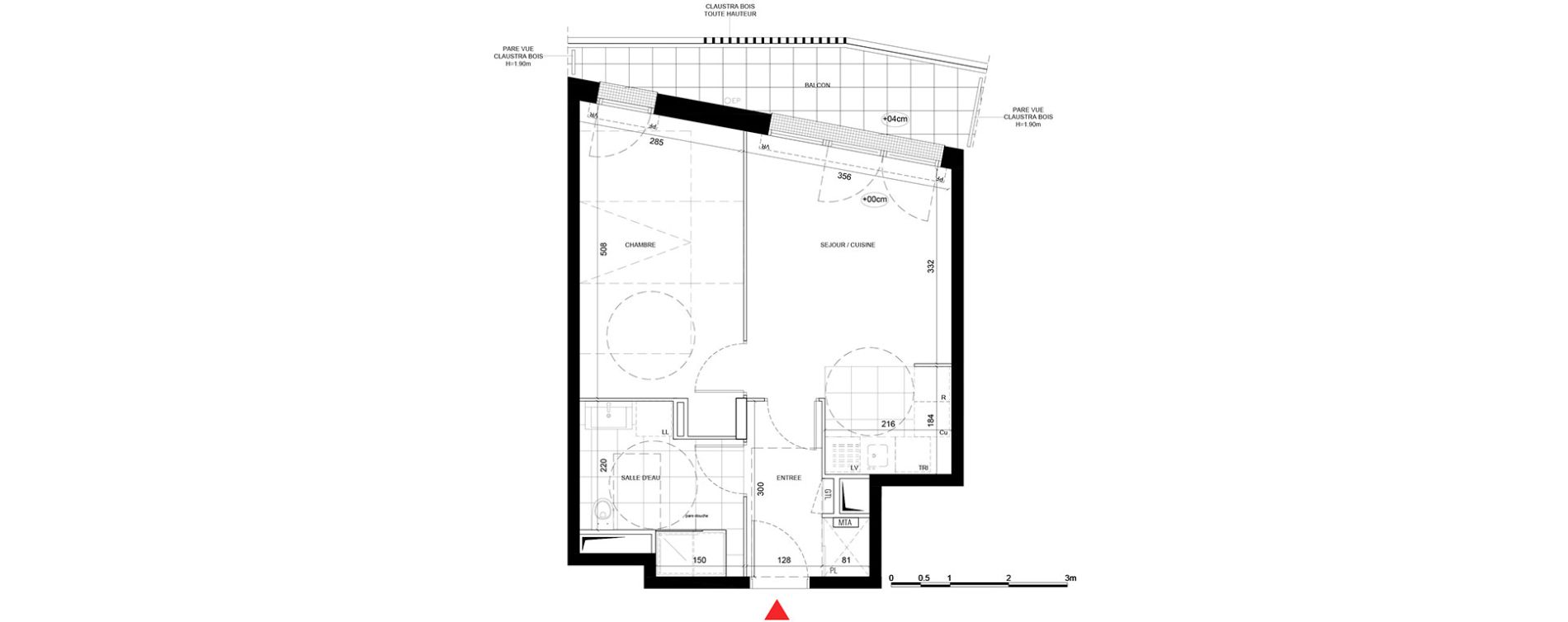 Appartement T2 de 42,79 m2 &agrave; Noisy-Le-Grand Centre