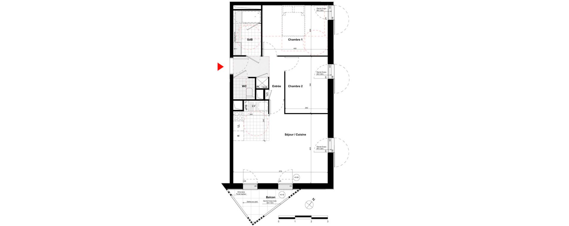 Appartement T3 de 59,70 m2 &agrave; Noisy-Le-Grand Centre