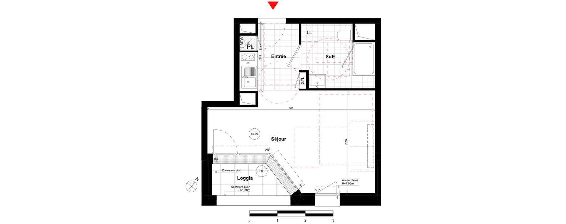 Appartement T1 de 27,40 m2 &agrave; Noisy-Le-Grand Centre