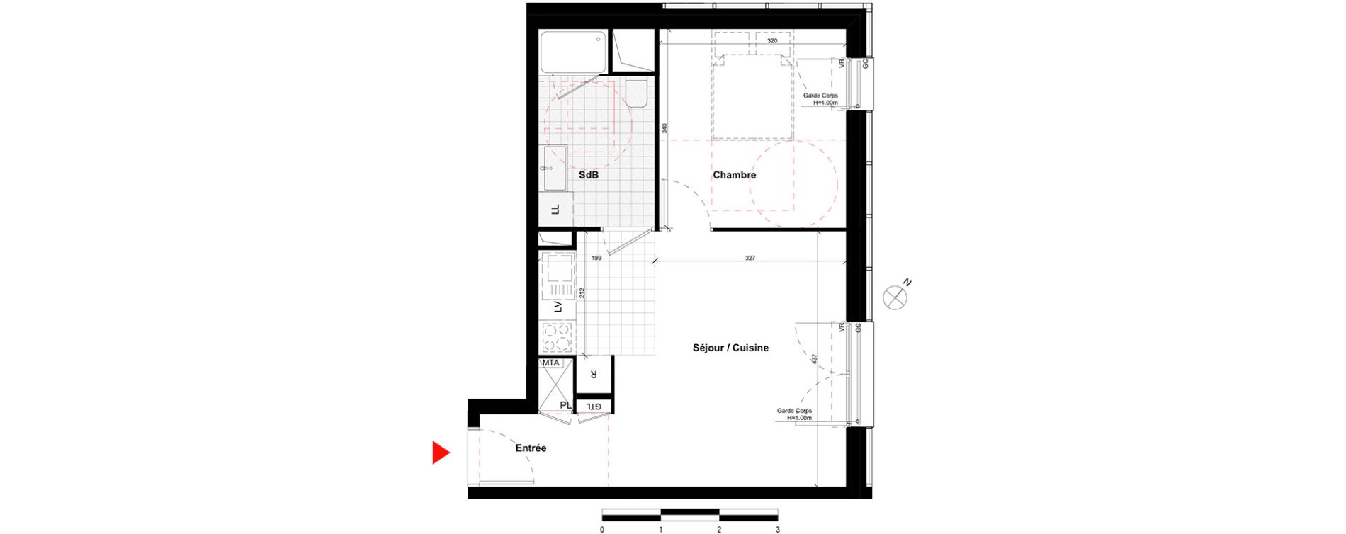 Appartement T2 de 40,70 m2 &agrave; Noisy-Le-Grand Centre