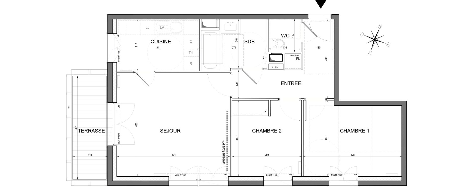 Appartement T3 de 64,70 m2 &agrave; Noisy-Le-Grand Centre ville