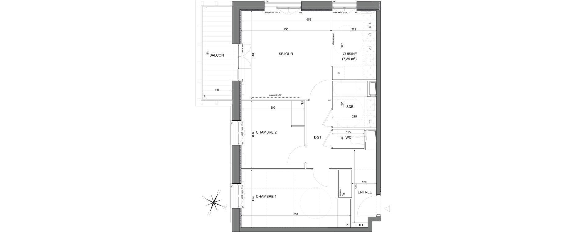 Appartement T3 de 66,37 m2 &agrave; Noisy-Le-Grand Centre ville