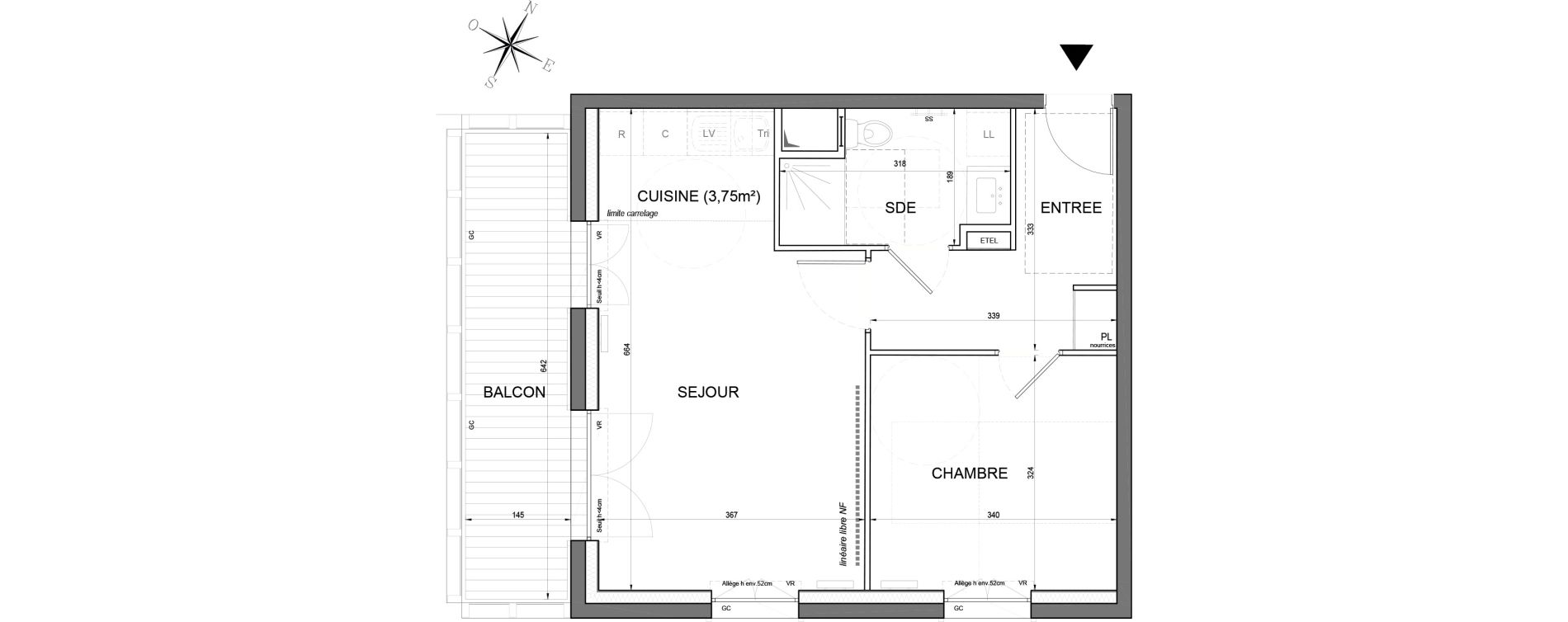 Appartement T2 de 45,46 m2 &agrave; Noisy-Le-Grand Centre ville