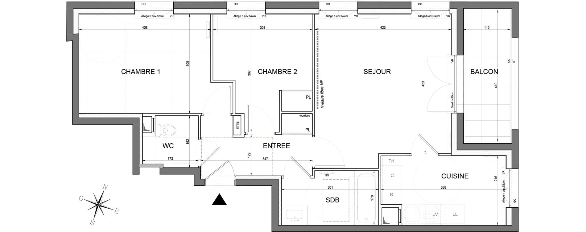 Appartement T3 de 63,02 m2 &agrave; Noisy-Le-Grand Centre ville