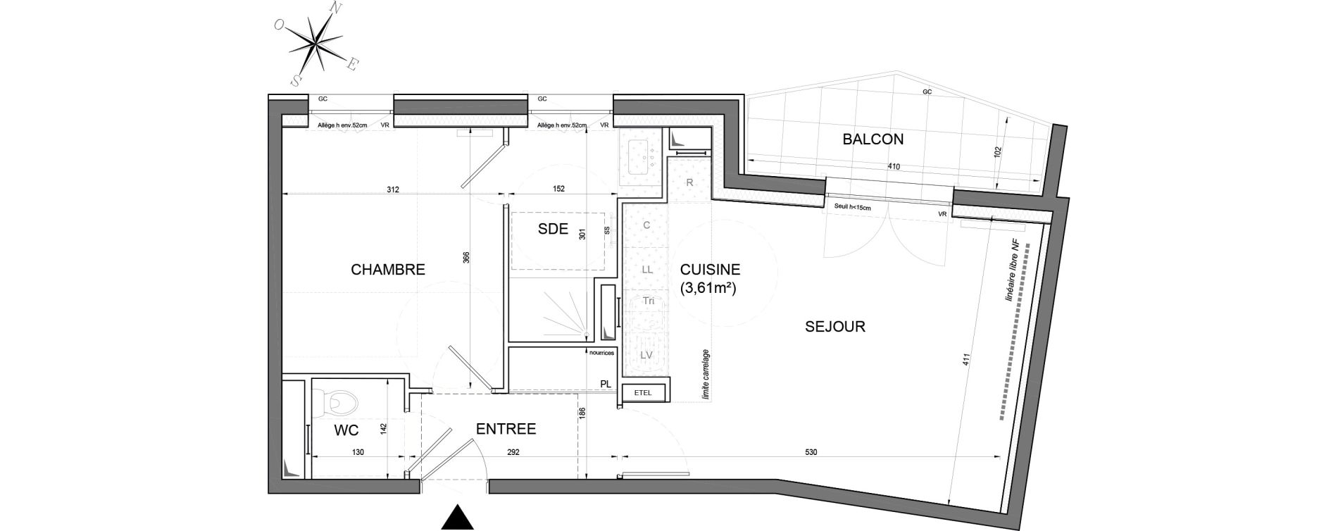 Appartement T2 de 44,62 m2 &agrave; Noisy-Le-Grand Centre ville