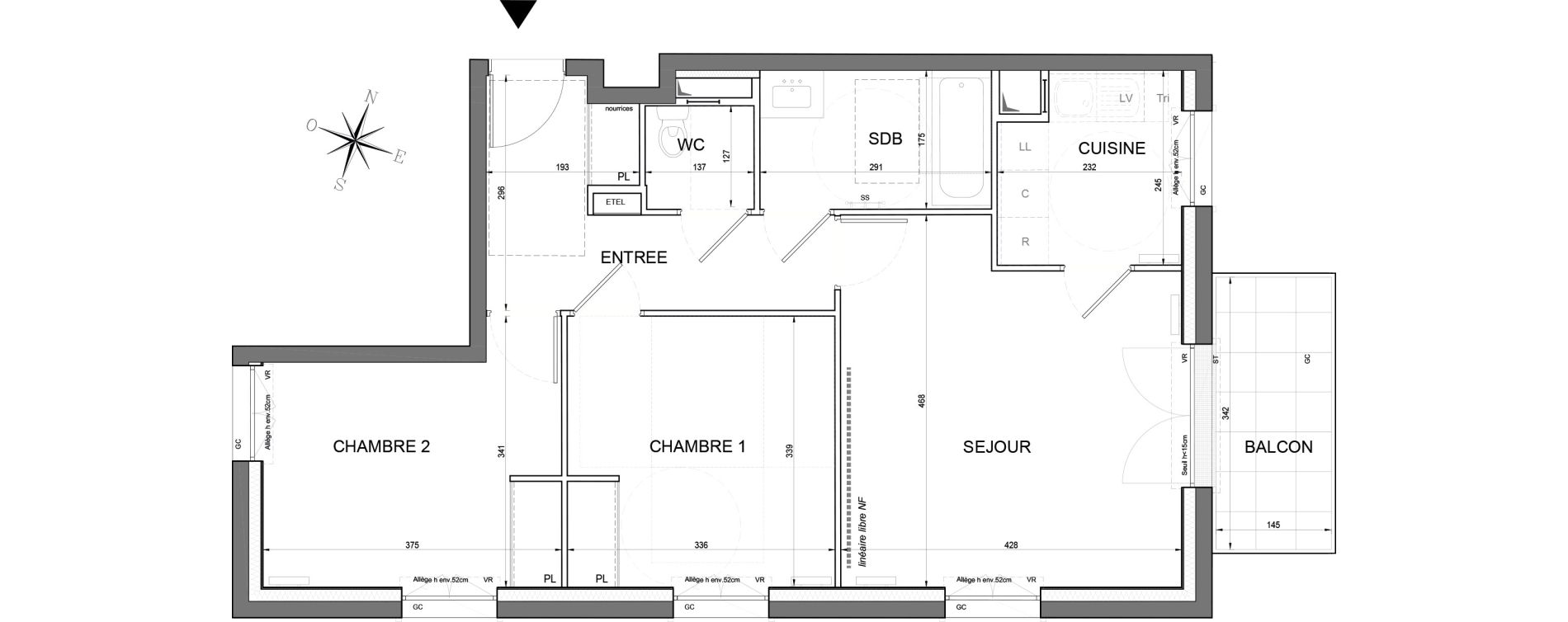 Appartement T3 de 61,24 m2 &agrave; Noisy-Le-Grand Centre ville