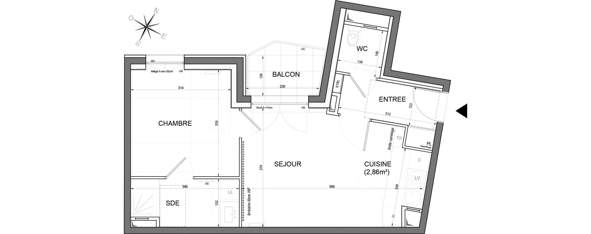 Appartement T2 de 41,77 m2 &agrave; Noisy-Le-Grand Centre ville