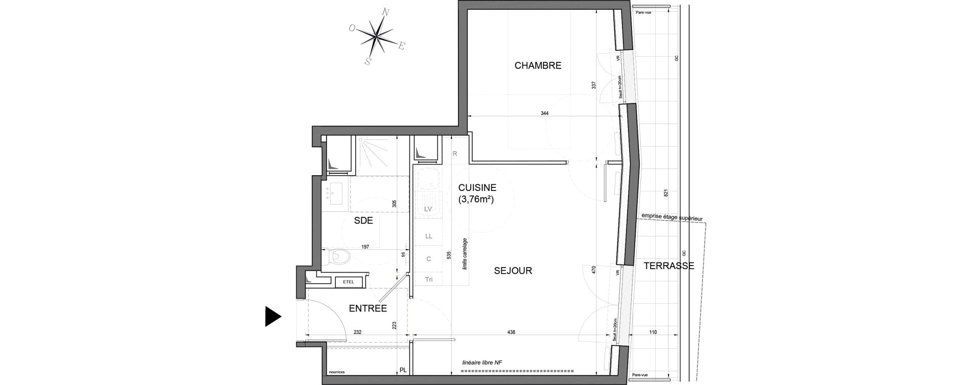 Appartement T2 de 42,59 m2 &agrave; Noisy-Le-Grand Centre ville