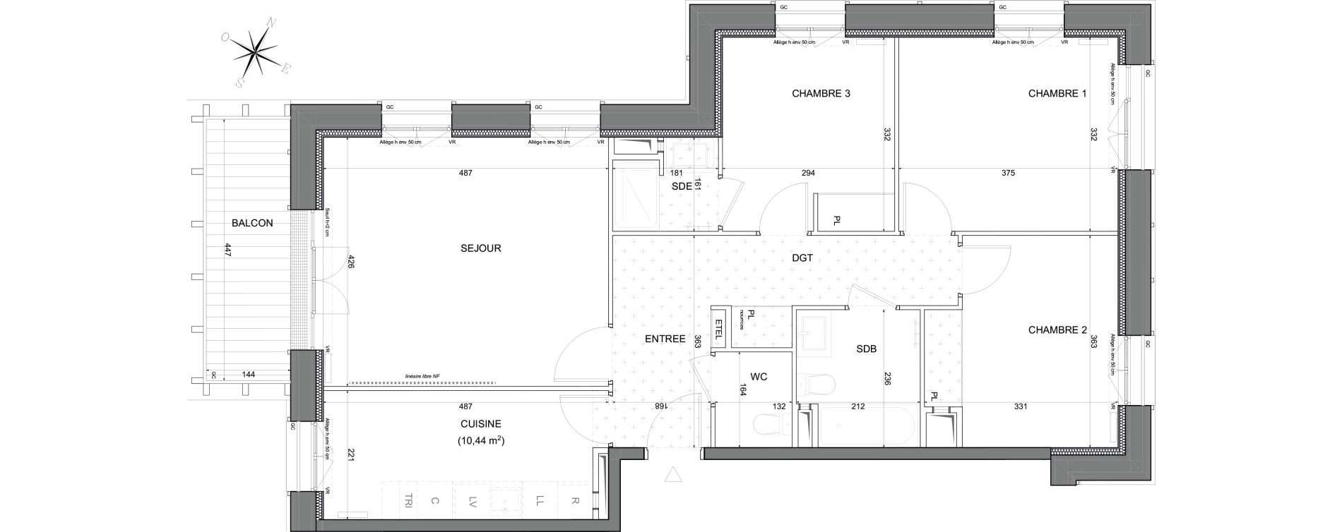 Appartement T4 de 85,44 m2 &agrave; Noisy-Le-Grand Centre ville