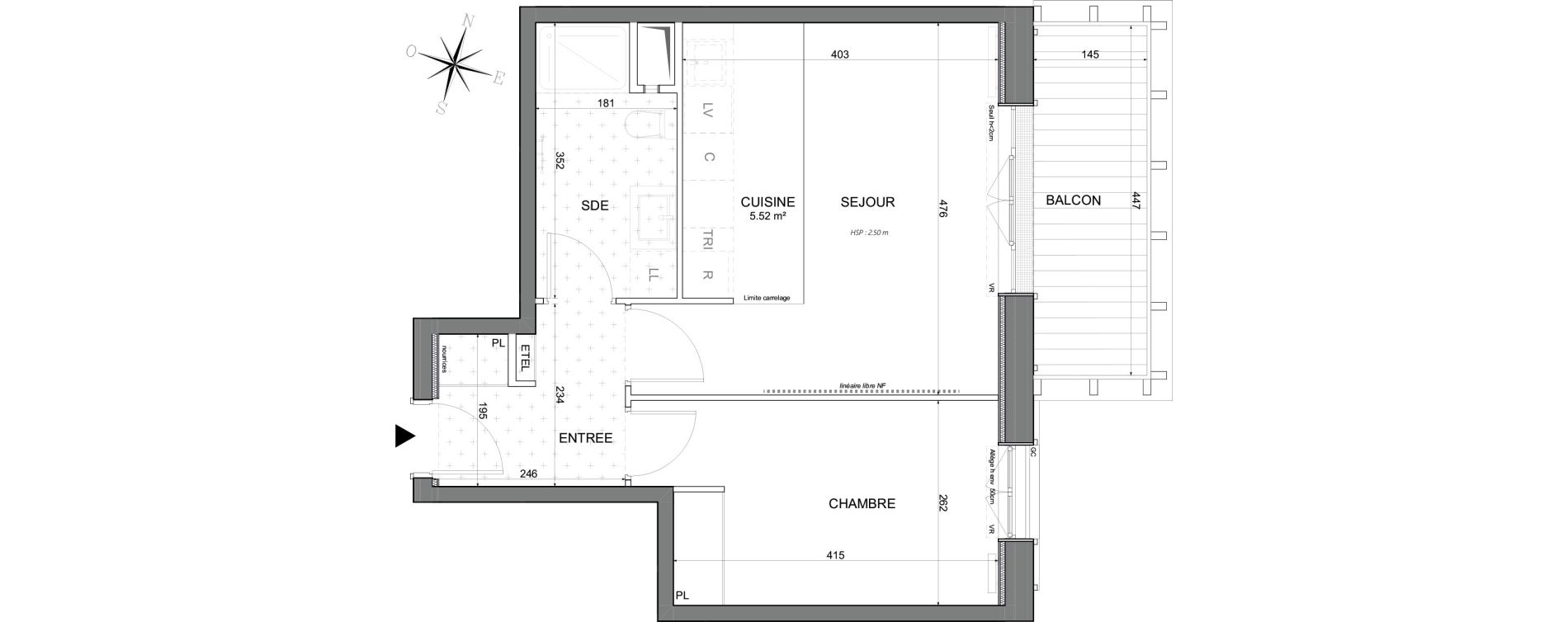 Appartement T2 de 42,01 m2 &agrave; Noisy-Le-Grand Centre ville