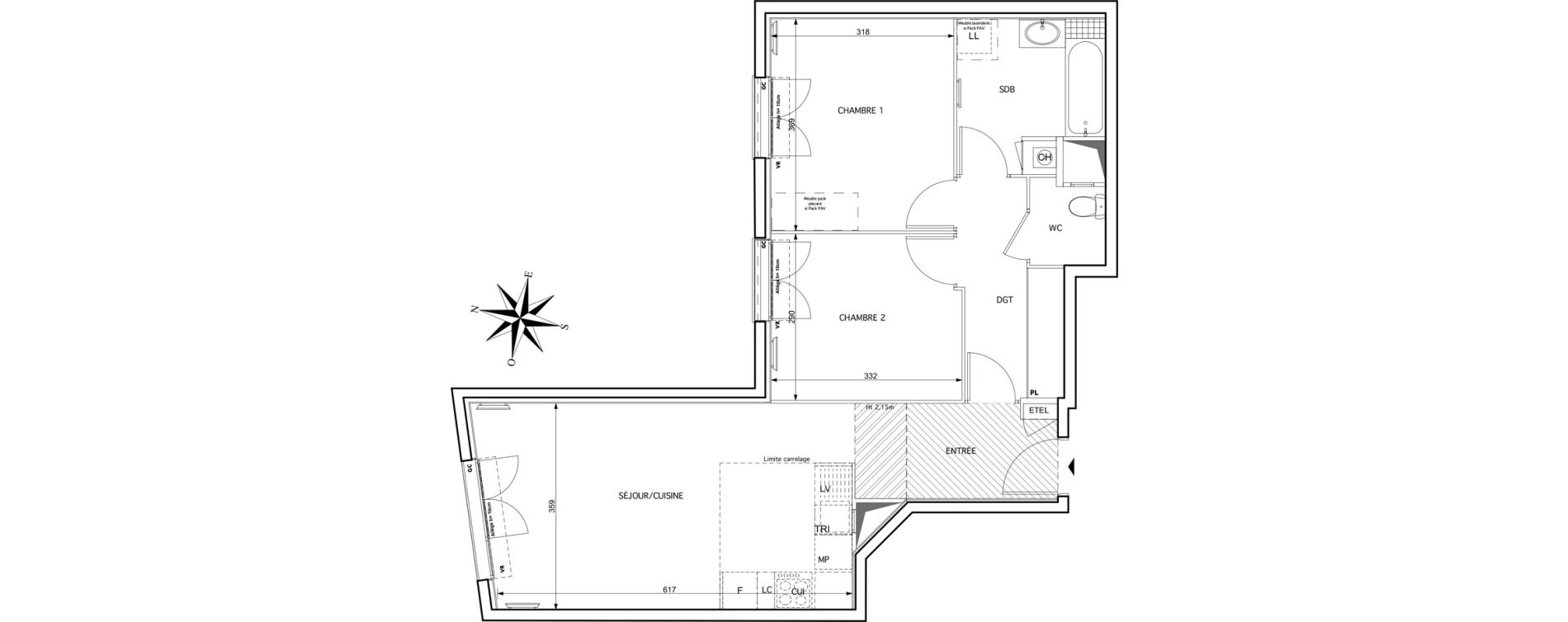 Appartement T3 de 64,33 m2 &agrave; Noisy-Le-Grand Centre