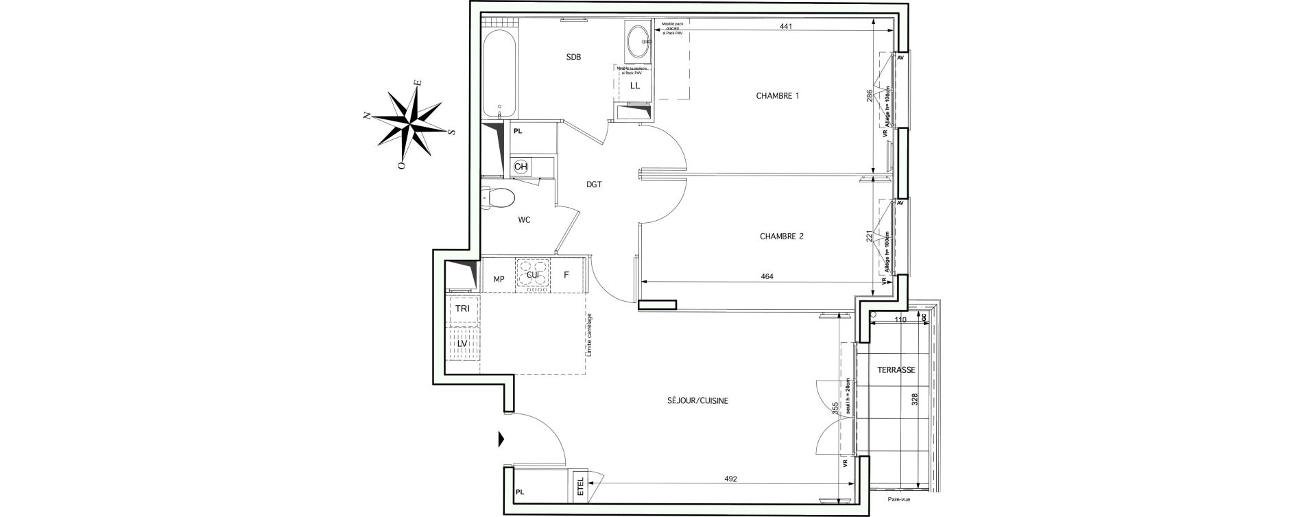 Appartement T3 de 62,87 m2 &agrave; Noisy-Le-Grand Centre