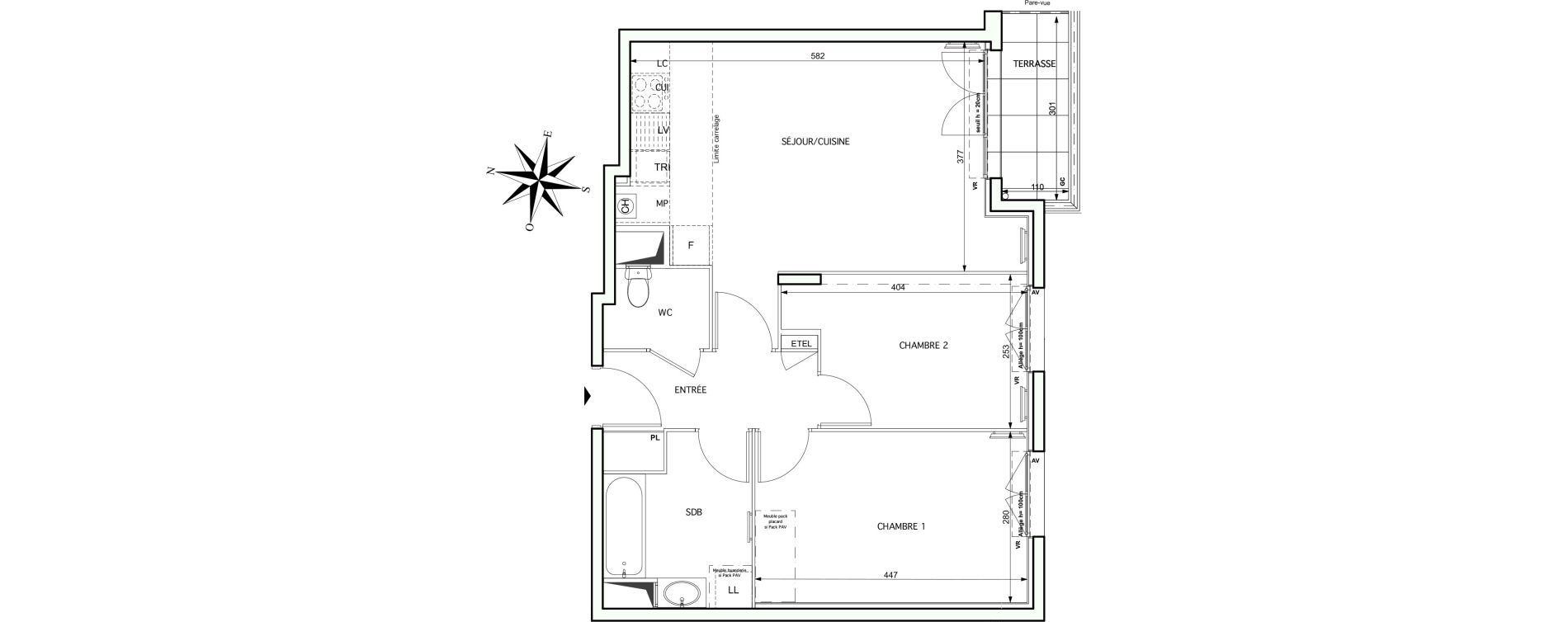 Appartement T3 de 58,41 m2 &agrave; Noisy-Le-Grand Centre