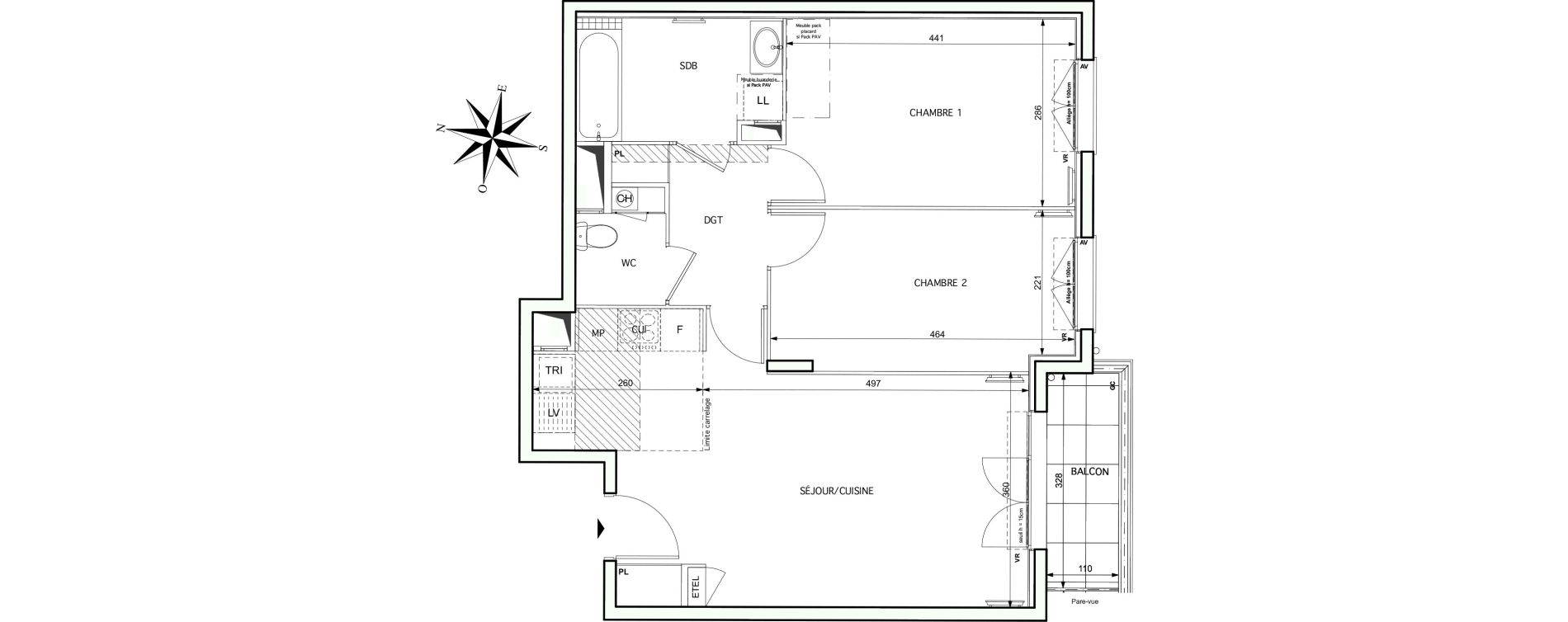 Appartement T3 de 62,86 m2 &agrave; Noisy-Le-Grand Centre