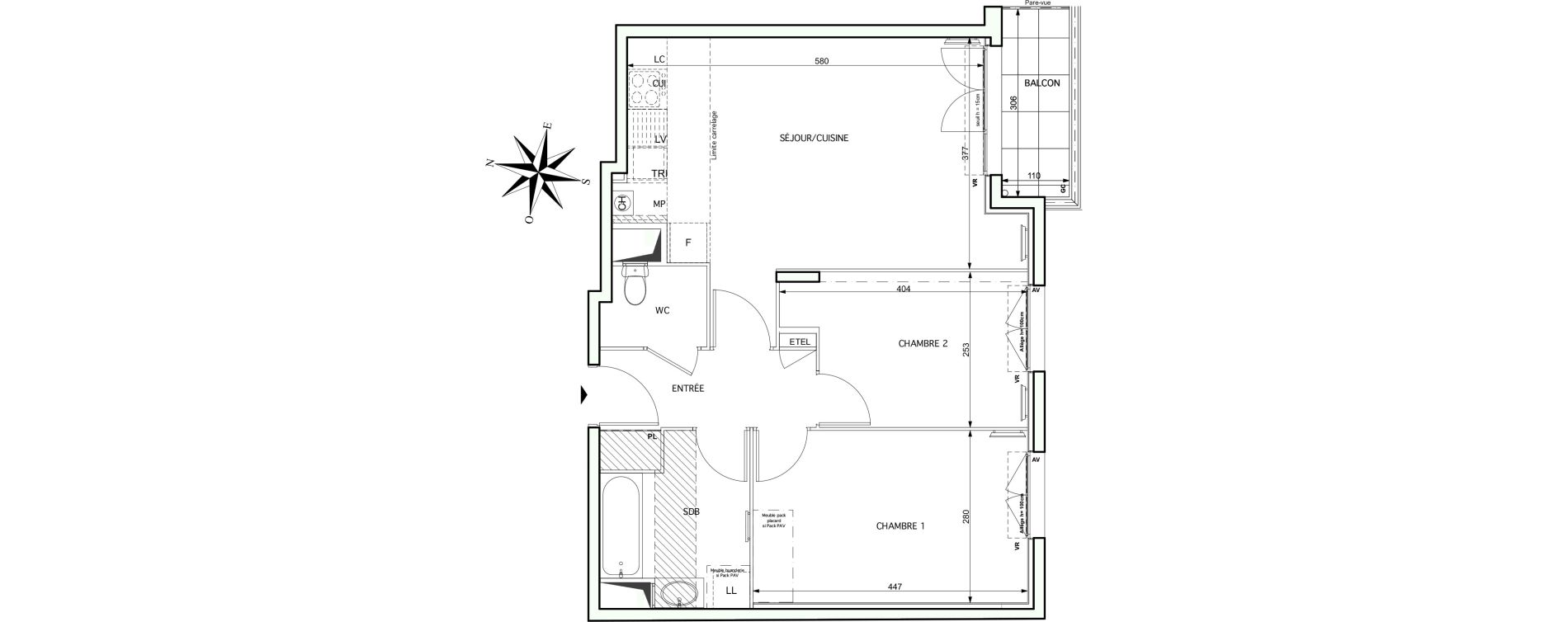 Appartement T3 de 58,41 m2 &agrave; Noisy-Le-Grand Centre