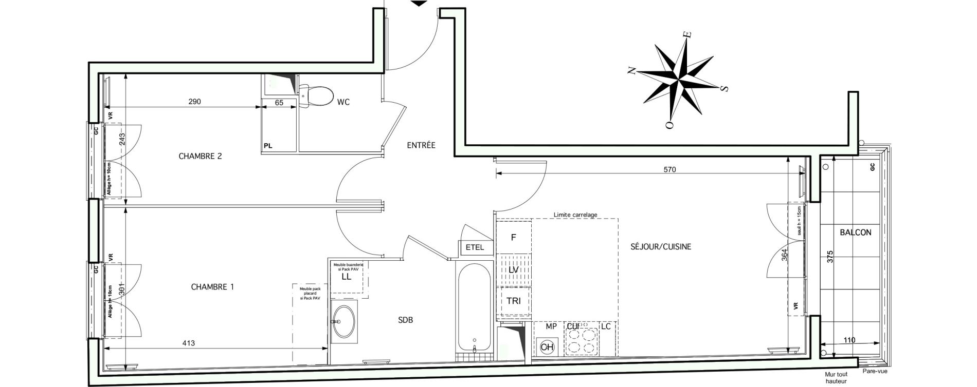 Appartement T3 de 58,28 m2 &agrave; Noisy-Le-Grand Centre