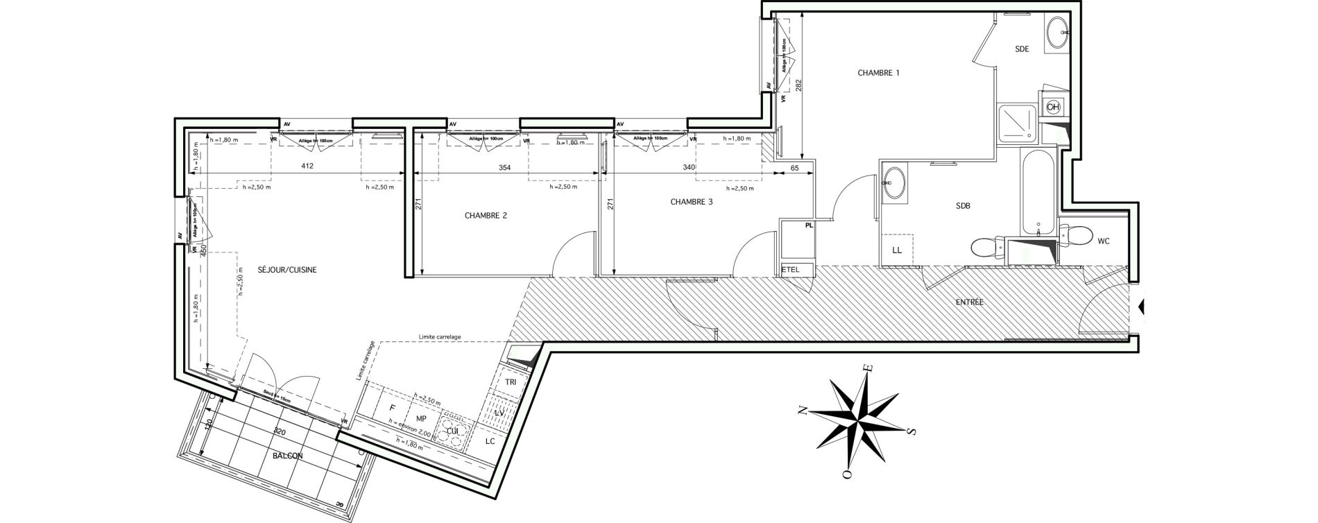 Appartement T4 de 86,35 m2 &agrave; Noisy-Le-Grand Centre