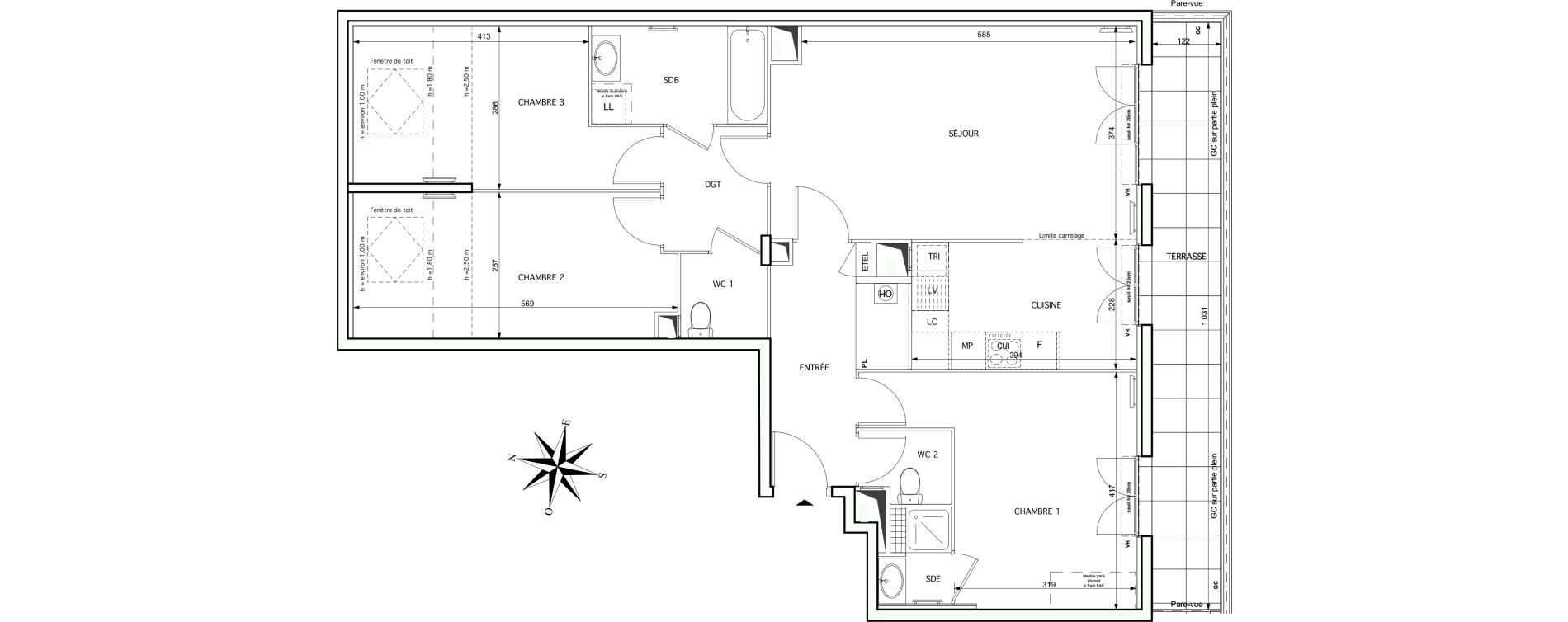 Appartement T4 de 90,17 m2 &agrave; Noisy-Le-Grand Centre