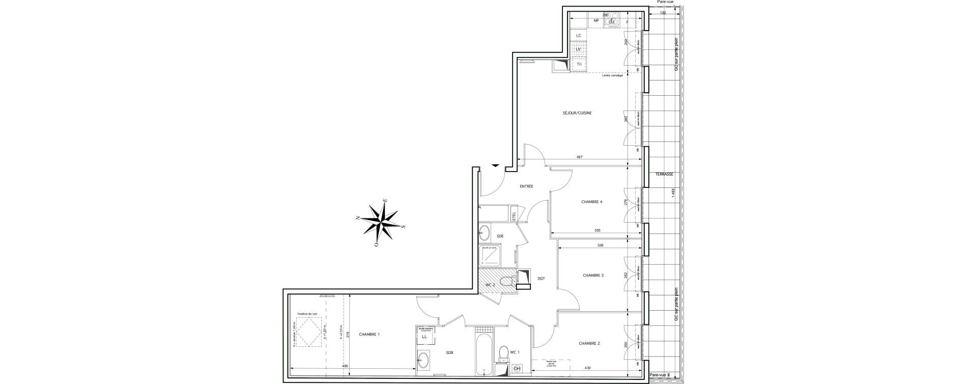 Appartement T5 de 93,40 m2 &agrave; Noisy-Le-Grand Centre