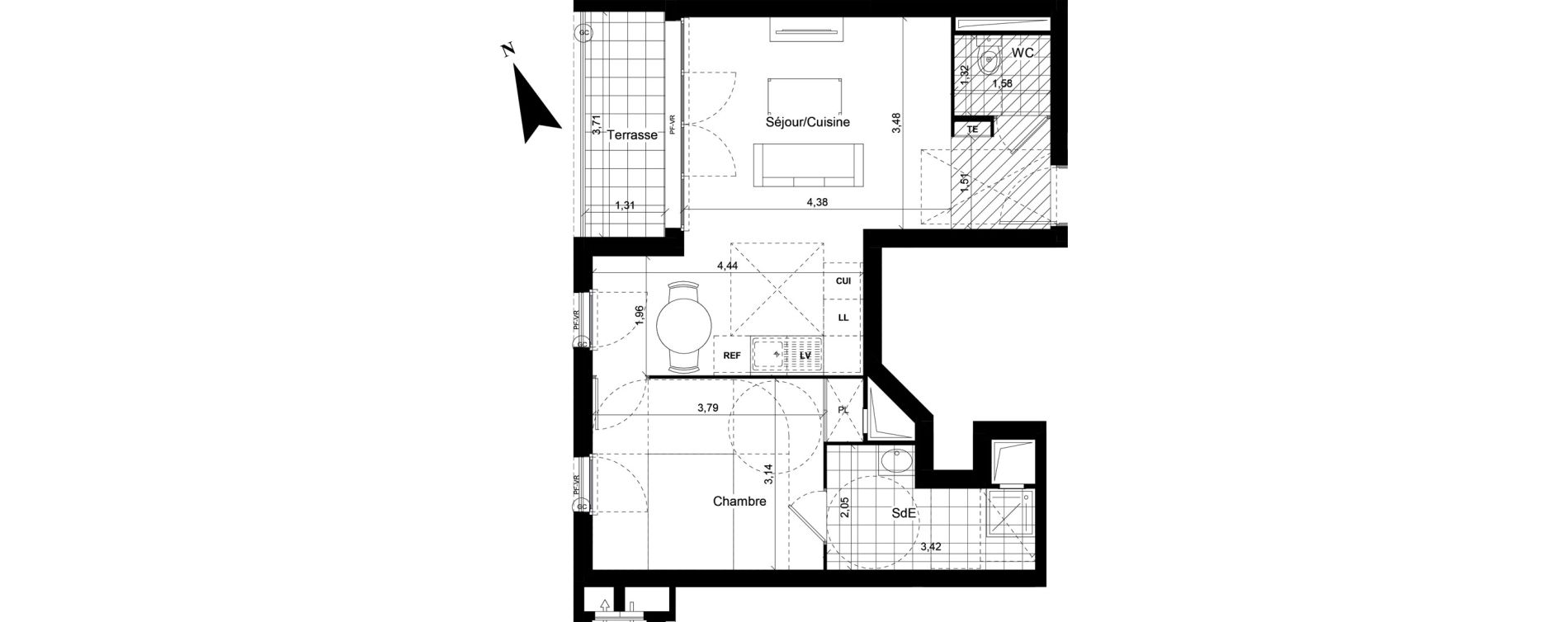Appartement T2 de 48,27 m2 &agrave; Noisy-Le-Sec Centre