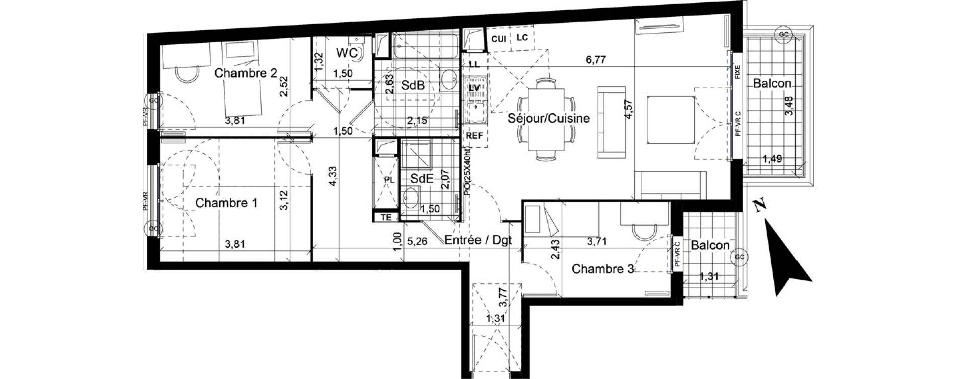 Appartement T4 de 86,28 m2 &agrave; Noisy-Le-Sec Centre
