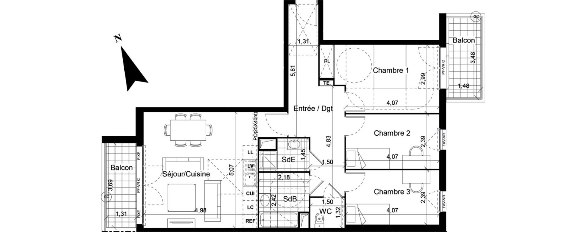 Appartement T4 de 83,73 m2 &agrave; Noisy-Le-Sec Centre