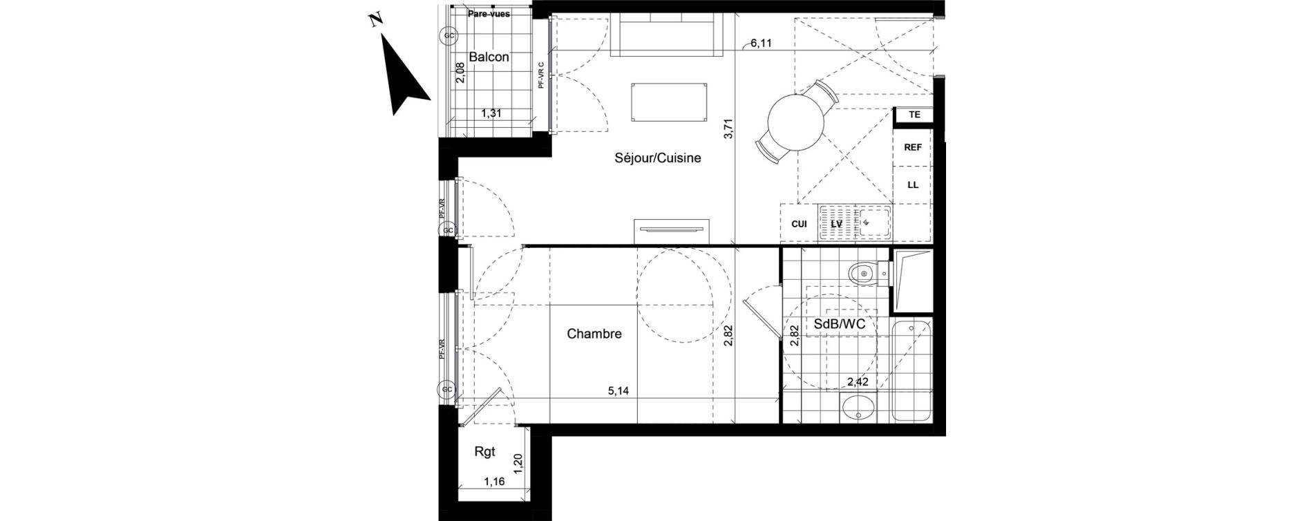 Appartement T2 de 46,45 m2 &agrave; Noisy-Le-Sec Centre