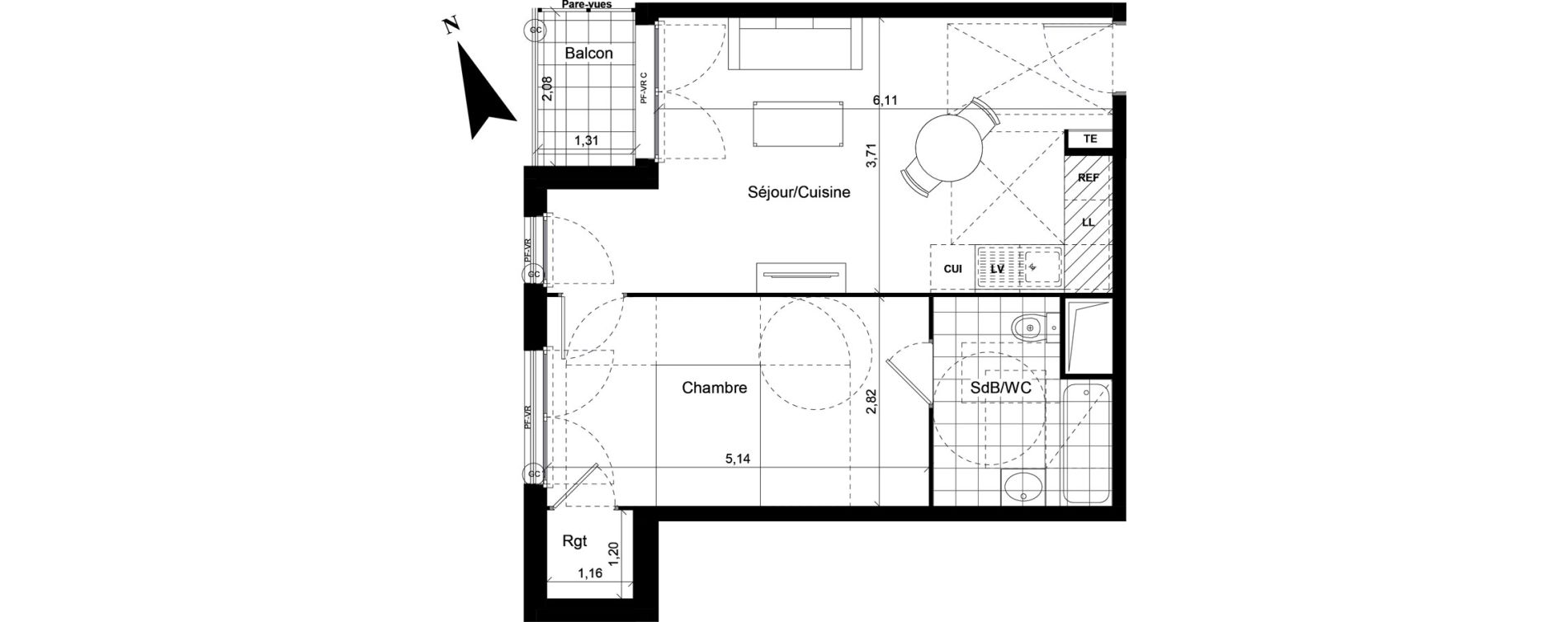 Appartement T2 de 46,45 m2 &agrave; Noisy-Le-Sec Centre