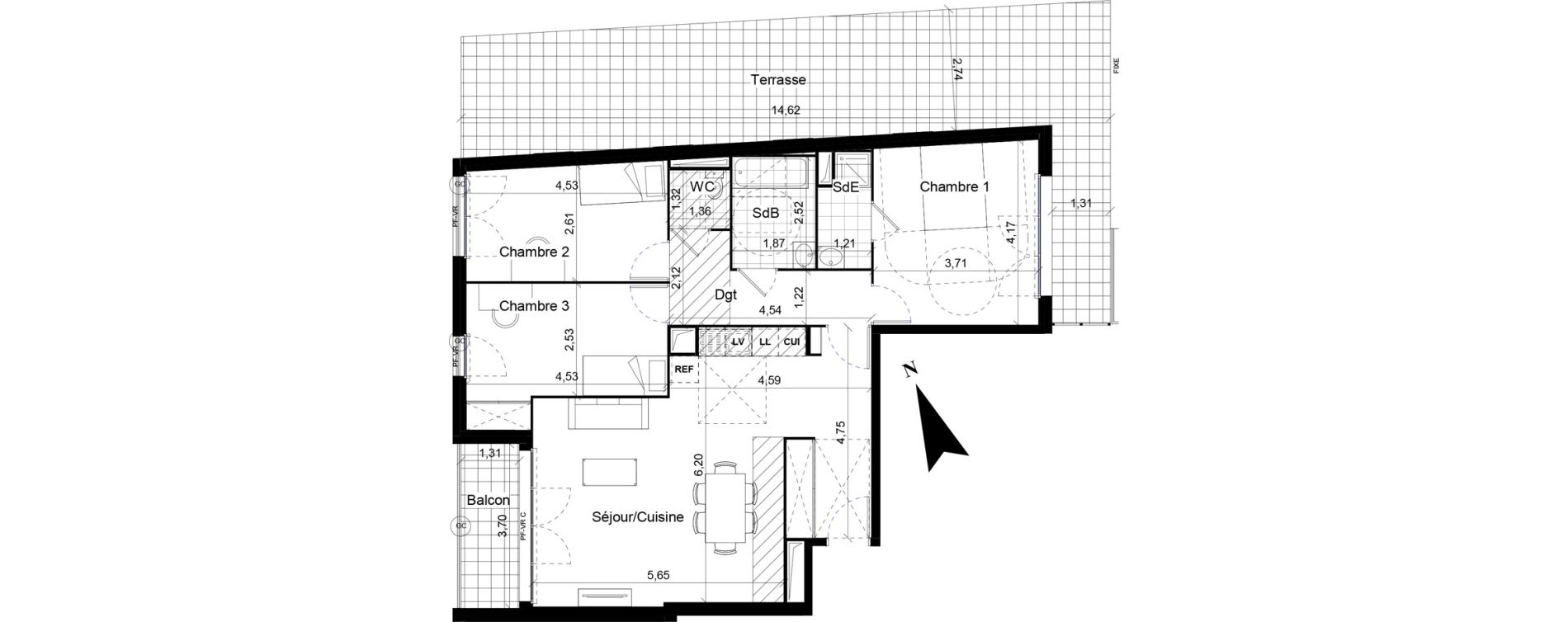 Appartement T4 de 94,53 m2 &agrave; Noisy-Le-Sec Centre
