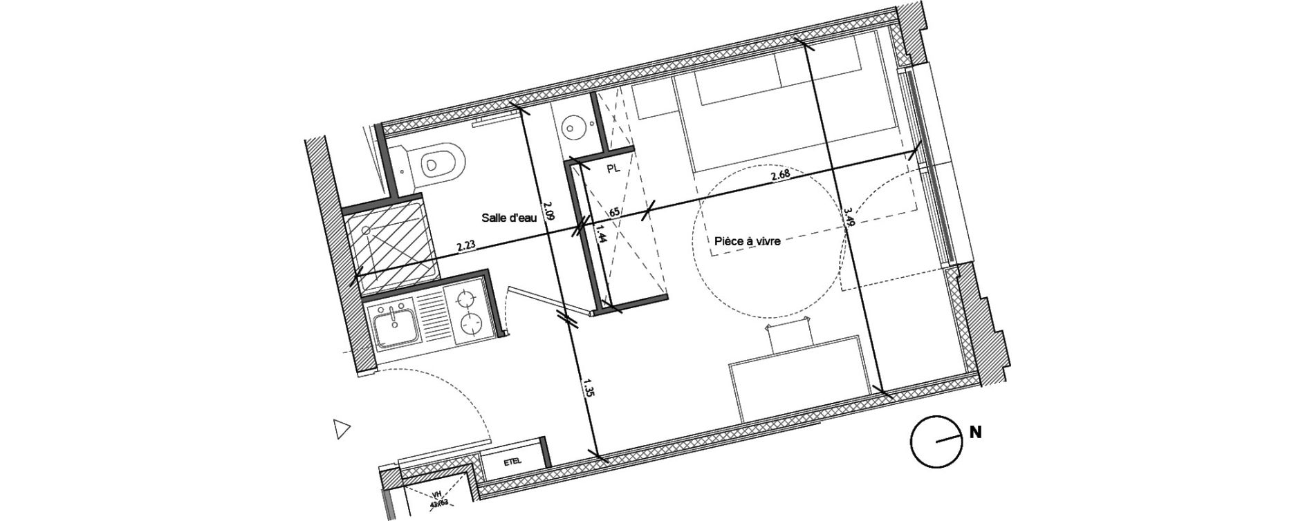 Appartement T1 de 18,40 m2 &agrave; Noisy-Le-Sec Plaine de l ourcq