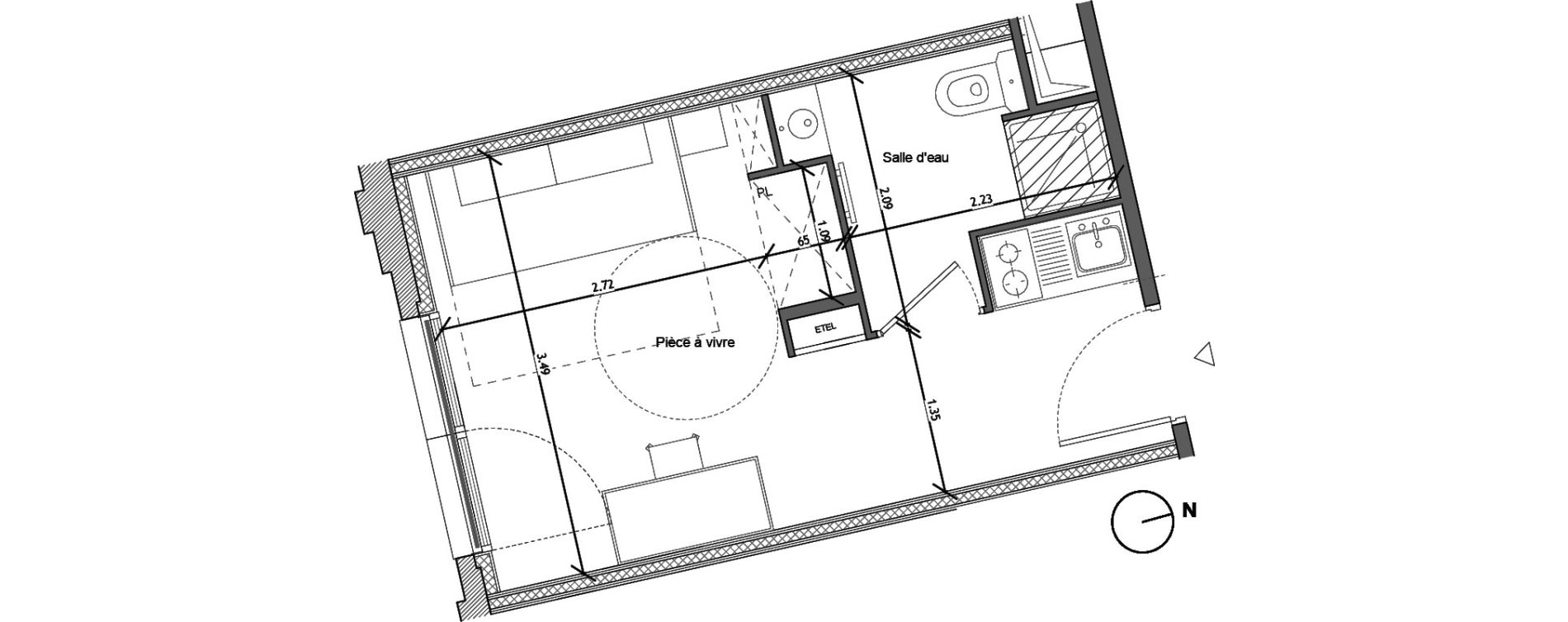 Appartement T1 de 18,80 m2 &agrave; Noisy-Le-Sec Plaine de l ourcq