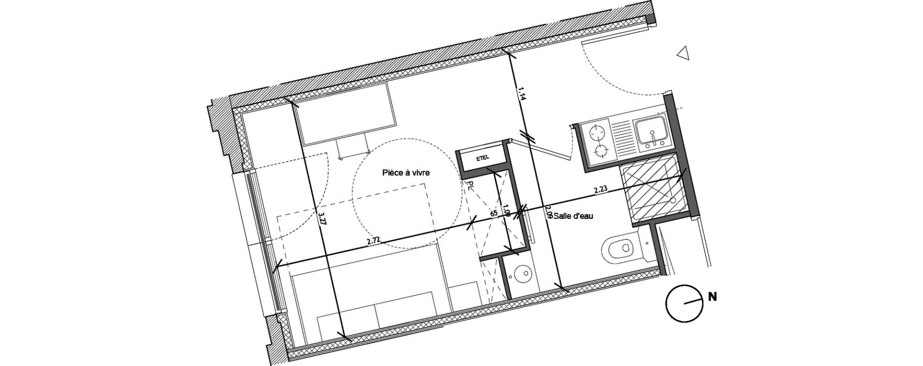 Appartement T1 de 17,60 m2 &agrave; Noisy-Le-Sec Plaine de l ourcq