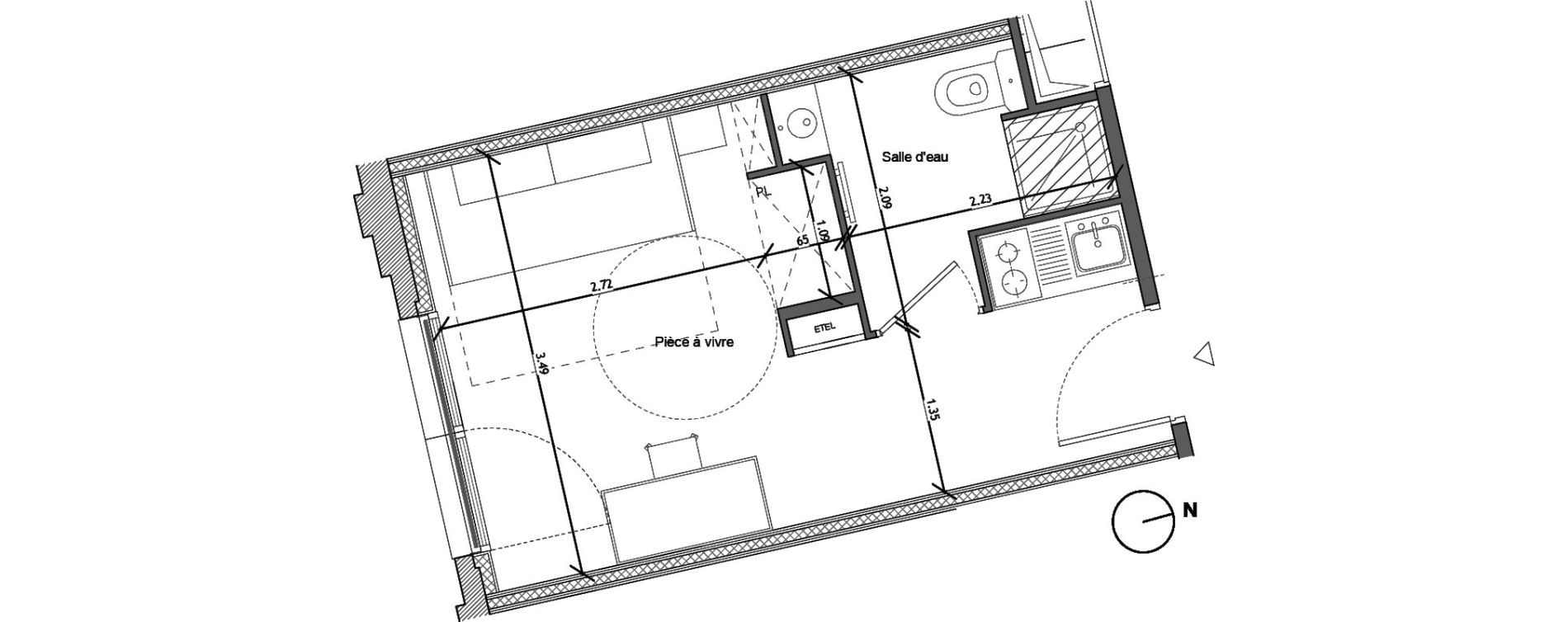 Appartement T1 de 18,80 m2 &agrave; Noisy-Le-Sec Plaine de l ourcq