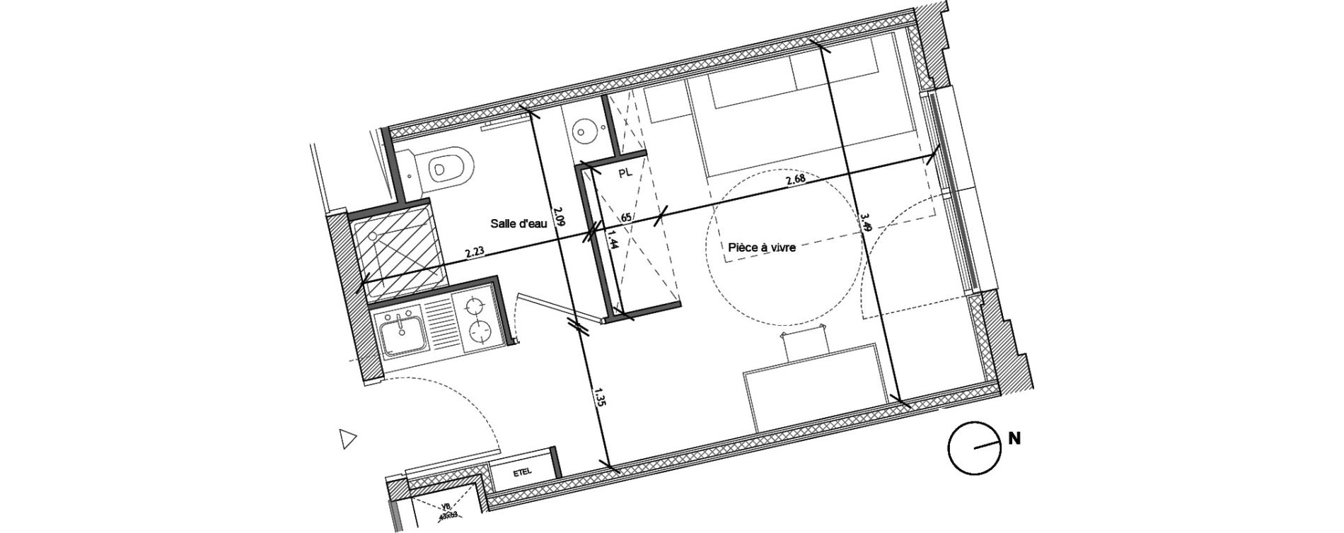 Appartement T1 de 18,40 m2 &agrave; Noisy-Le-Sec Plaine de l ourcq