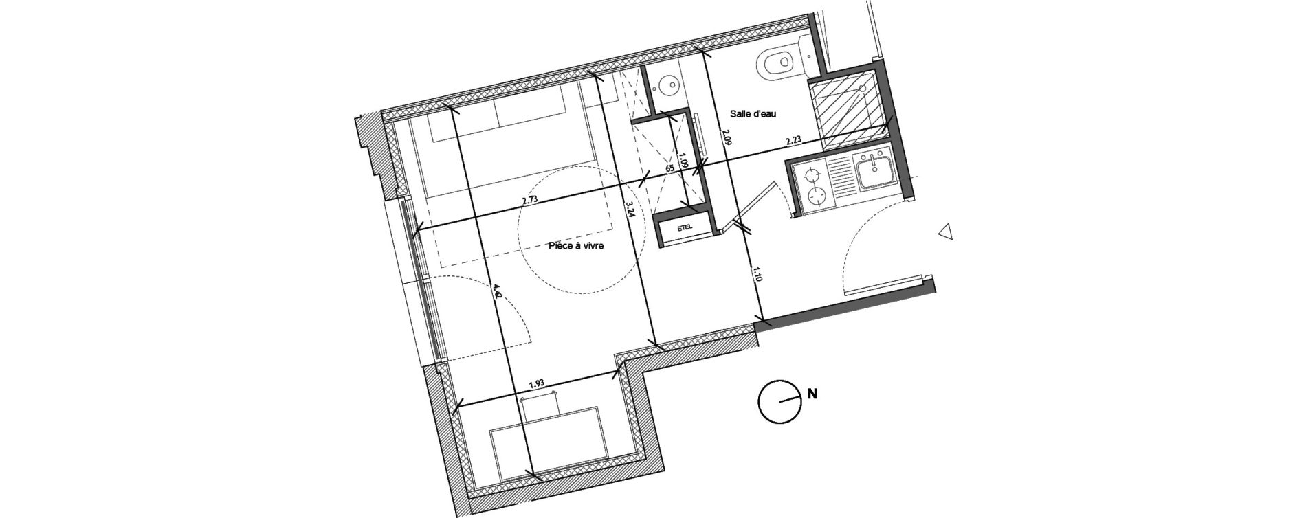 Appartement T1 de 19,70 m2 &agrave; Noisy-Le-Sec Plaine de l ourcq