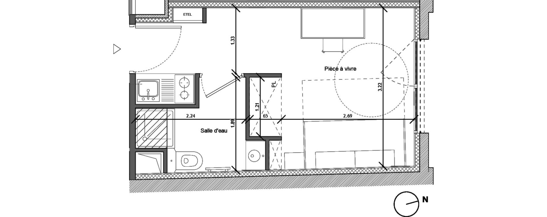 Appartement T1 de 17,40 m2 &agrave; Noisy-Le-Sec Plaine de l ourcq