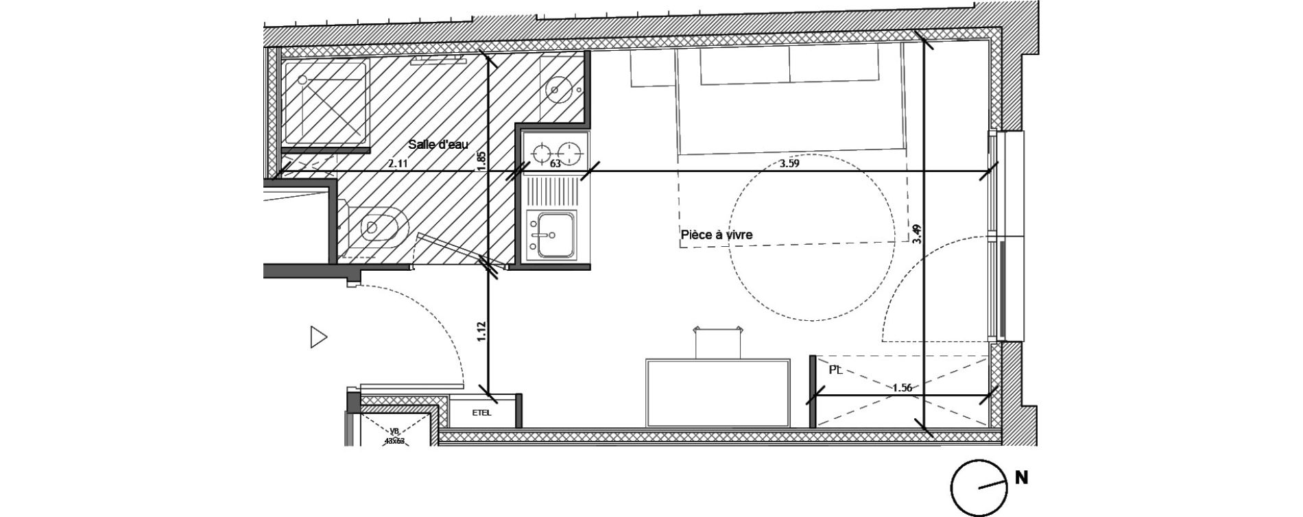 Appartement T1 de 19,40 m2 &agrave; Noisy-Le-Sec Plaine de l ourcq