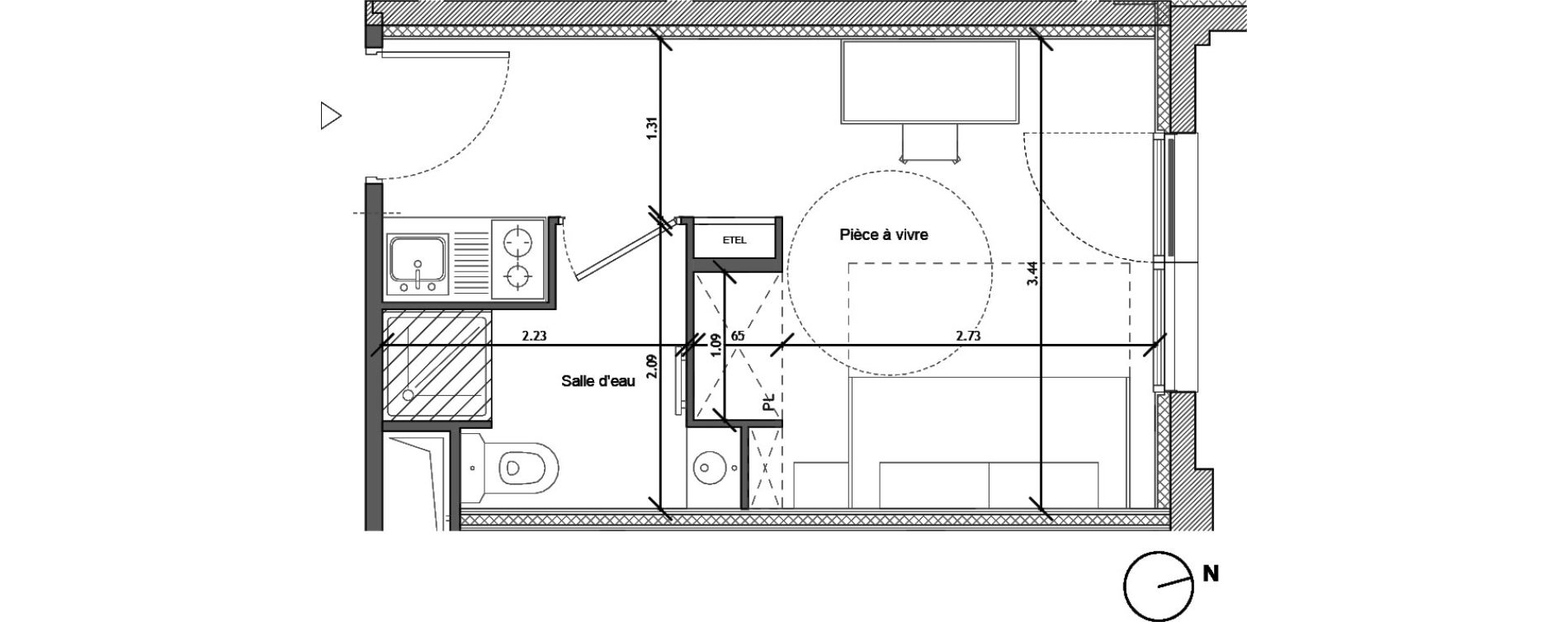 Appartement T1 de 18,50 m2 &agrave; Noisy-Le-Sec Plaine de l ourcq