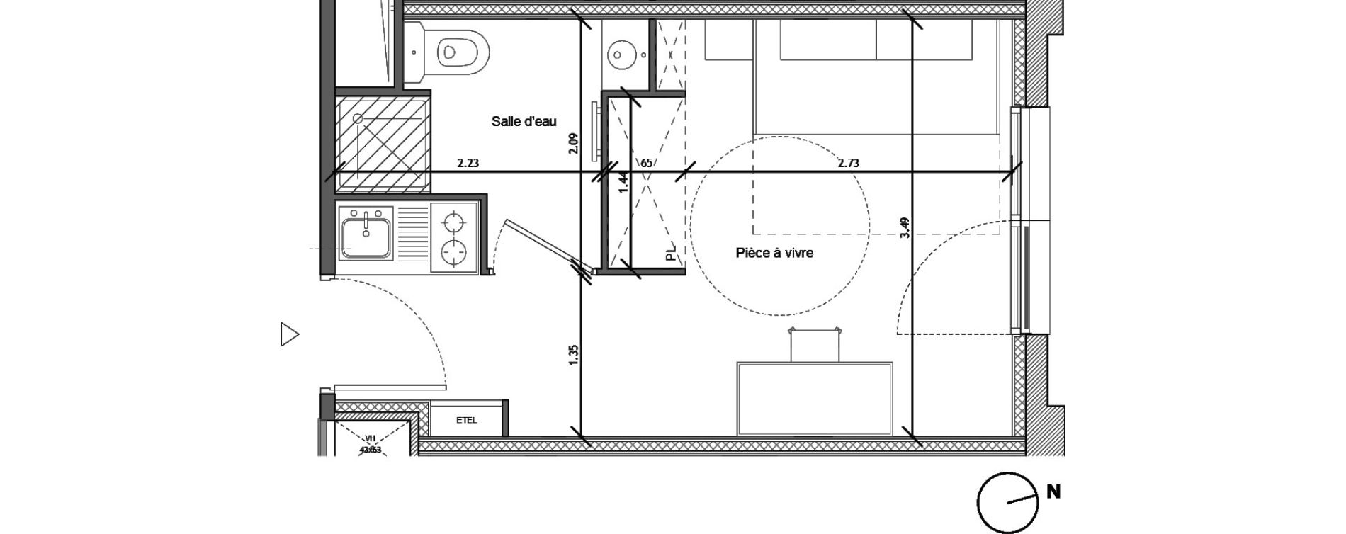 Appartement T1 de 18,60 m2 &agrave; Noisy-Le-Sec Plaine de l ourcq