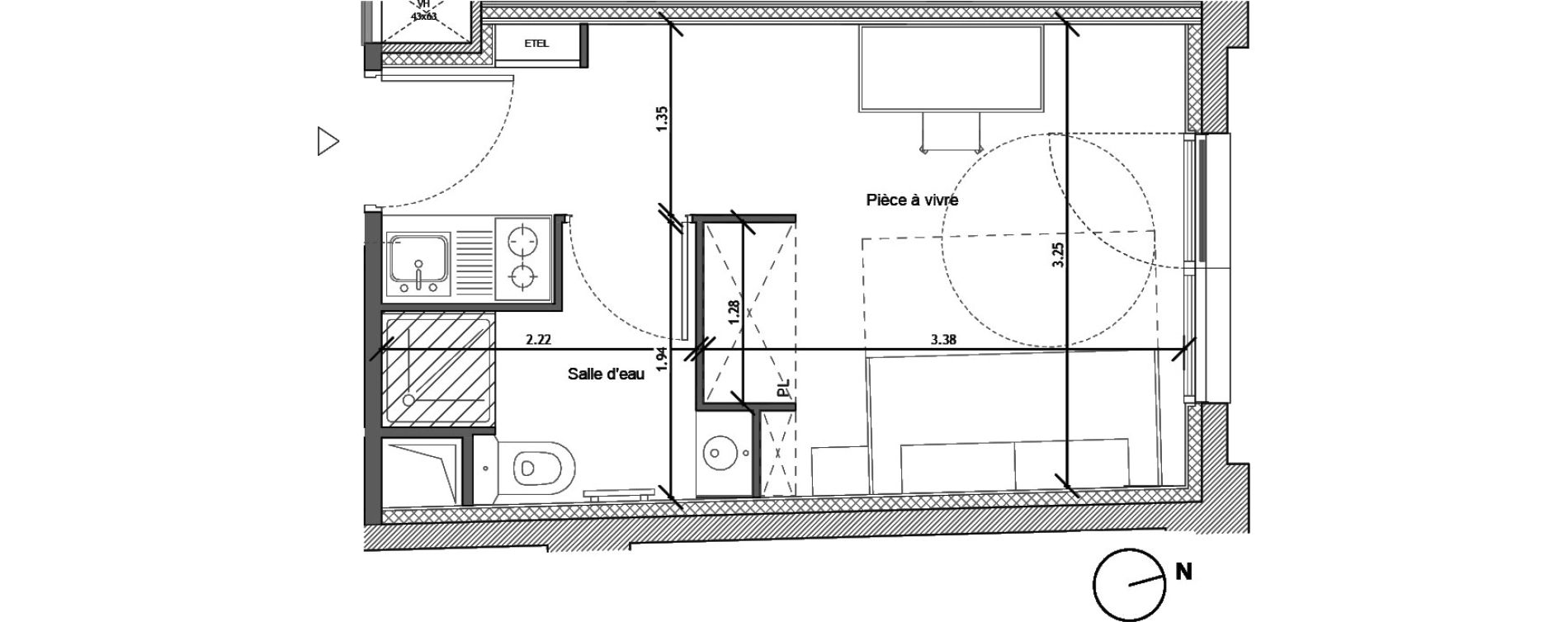 Appartement T1 de 17,80 m2 &agrave; Noisy-Le-Sec Plaine de l ourcq