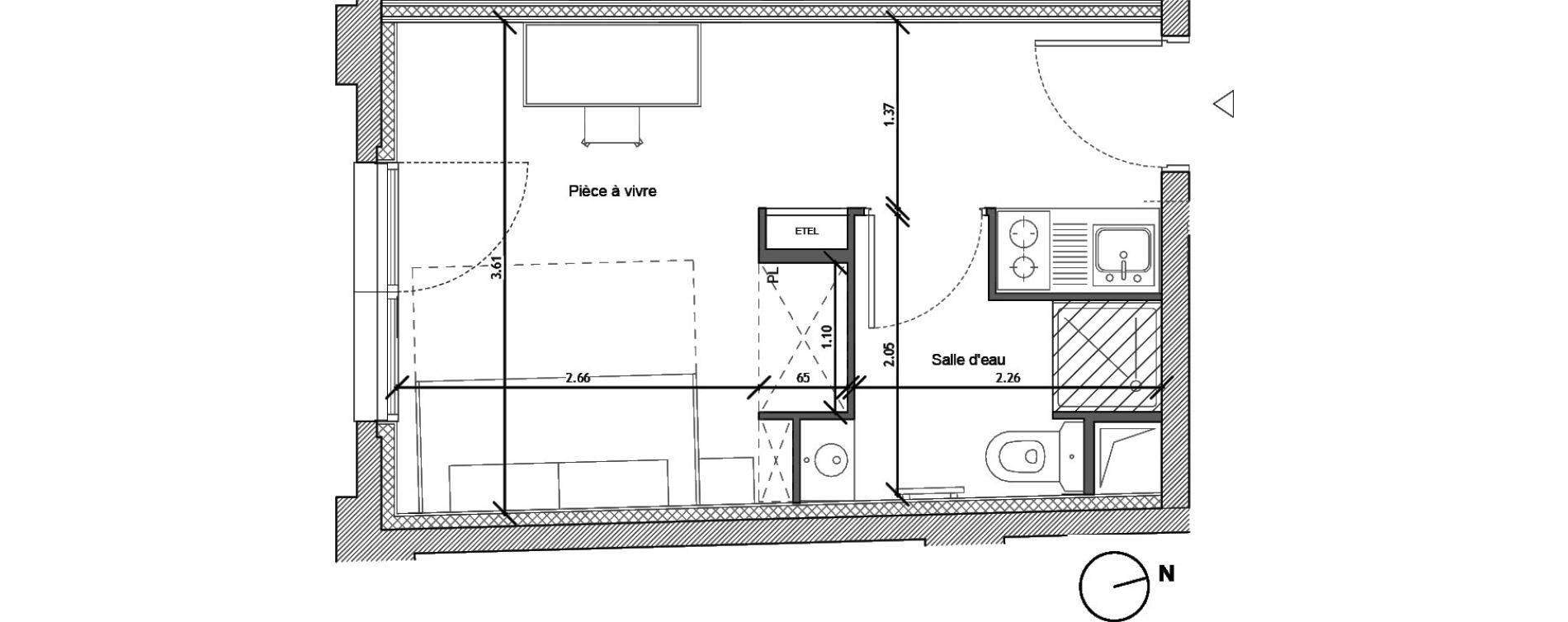 Appartement T1 de 18,90 m2 &agrave; Noisy-Le-Sec Plaine de l ourcq