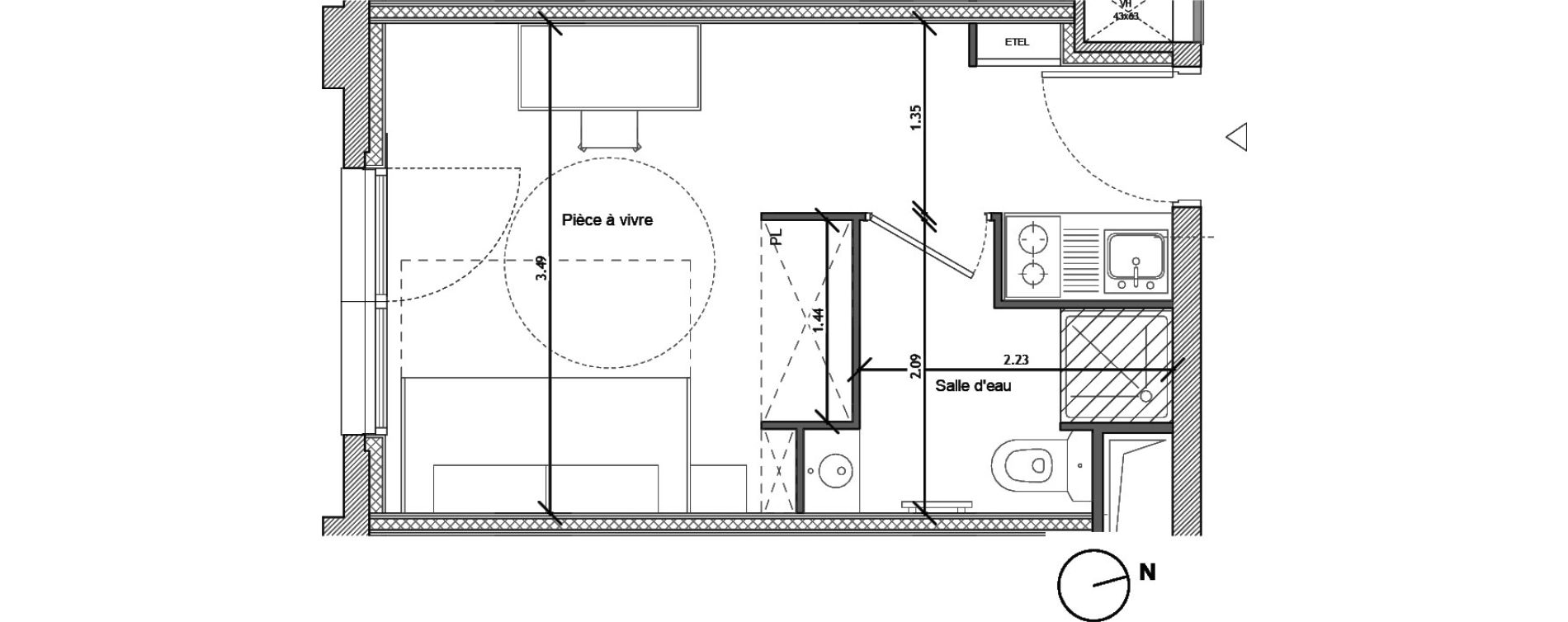 Appartement T1 de 18,40 m2 &agrave; Noisy-Le-Sec Plaine de l ourcq