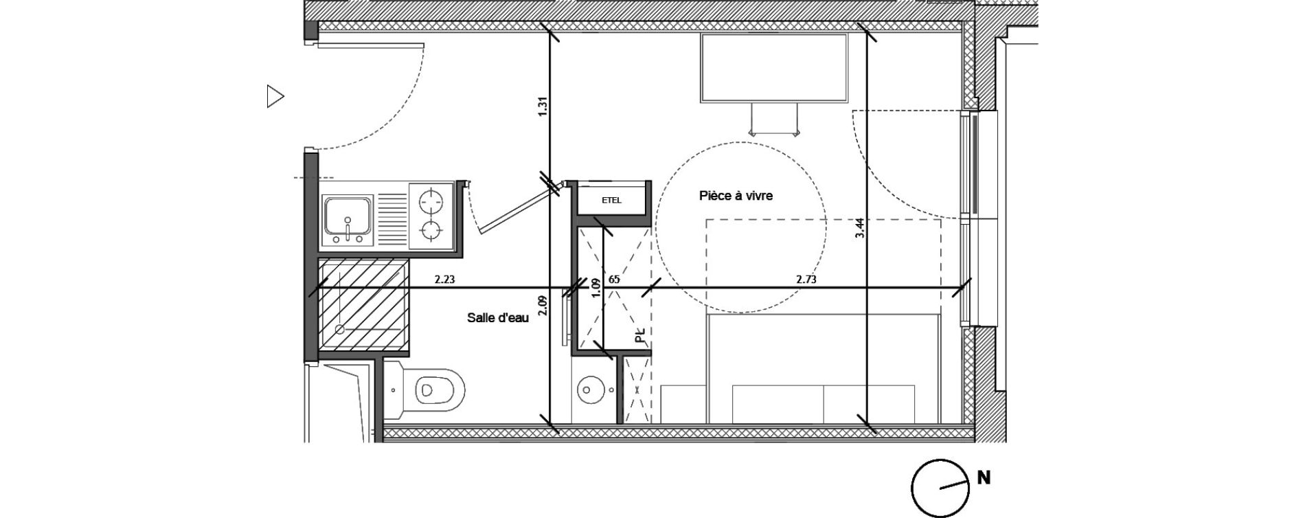 Appartement T1 de 18,57 m2 &agrave; Noisy-Le-Sec Plaine de l ourcq