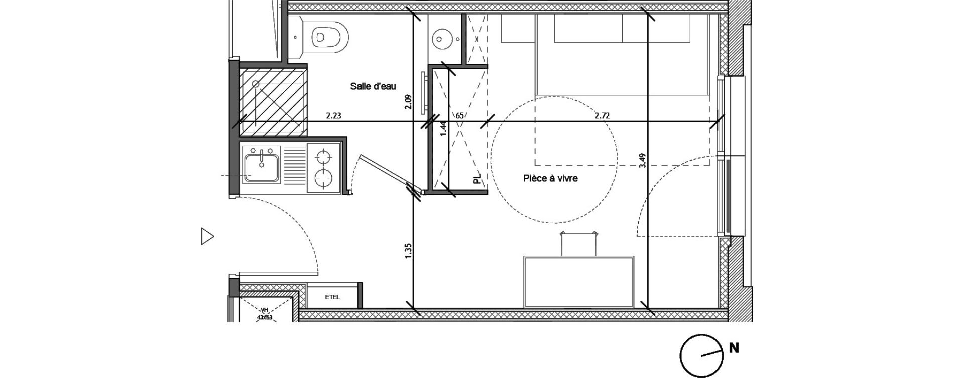 Appartement T1 de 18,62 m2 &agrave; Noisy-Le-Sec Plaine de l ourcq