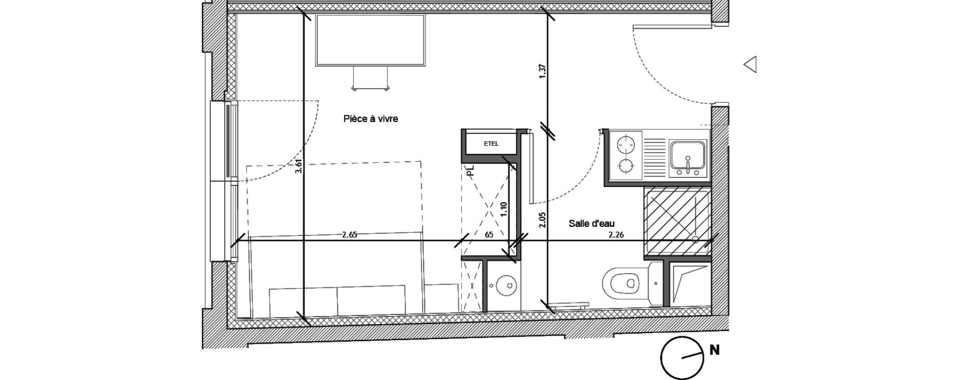 Appartement T1 de 18,91 m2 &agrave; Noisy-Le-Sec Plaine de l ourcq