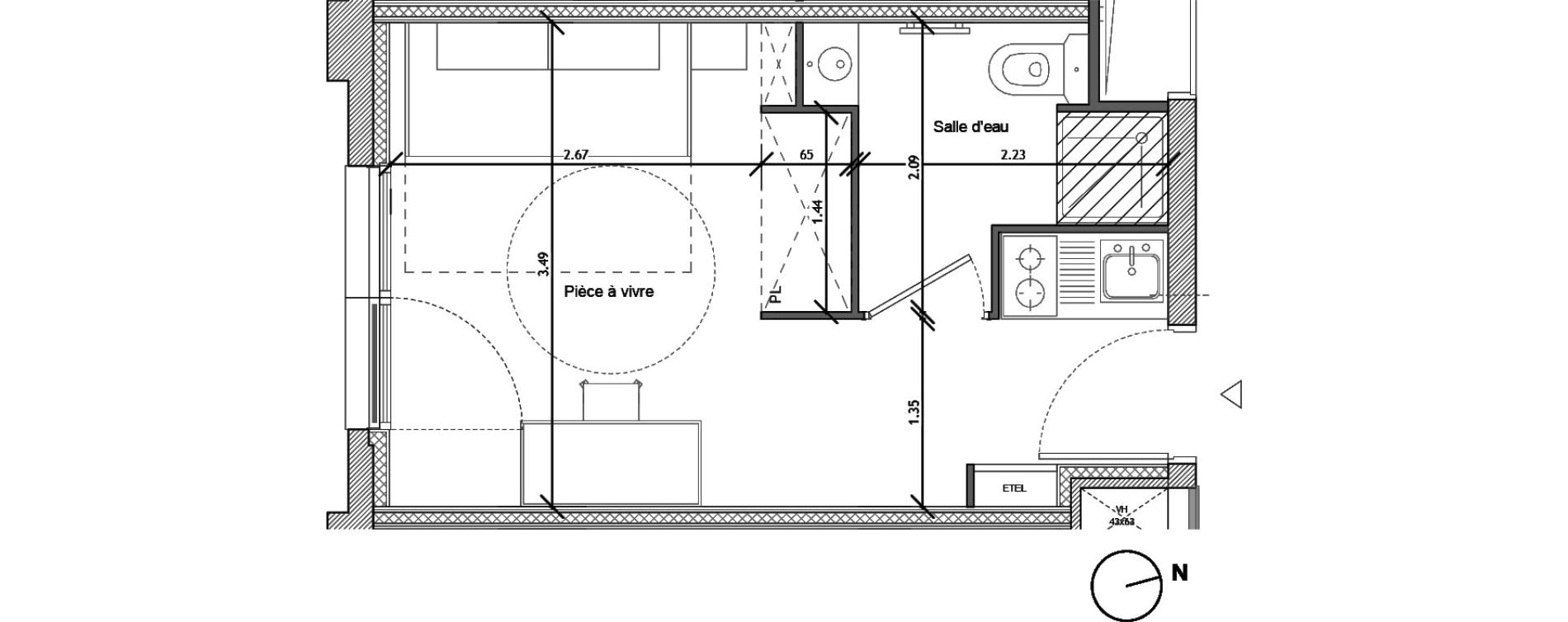 Appartement T1 de 18,40 m2 &agrave; Noisy-Le-Sec Plaine de l ourcq