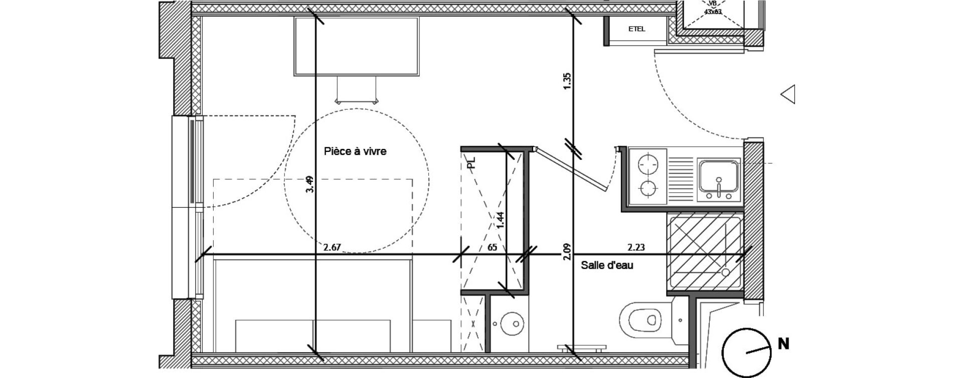 Appartement T1 de 18,40 m2 &agrave; Noisy-Le-Sec Plaine de l ourcq