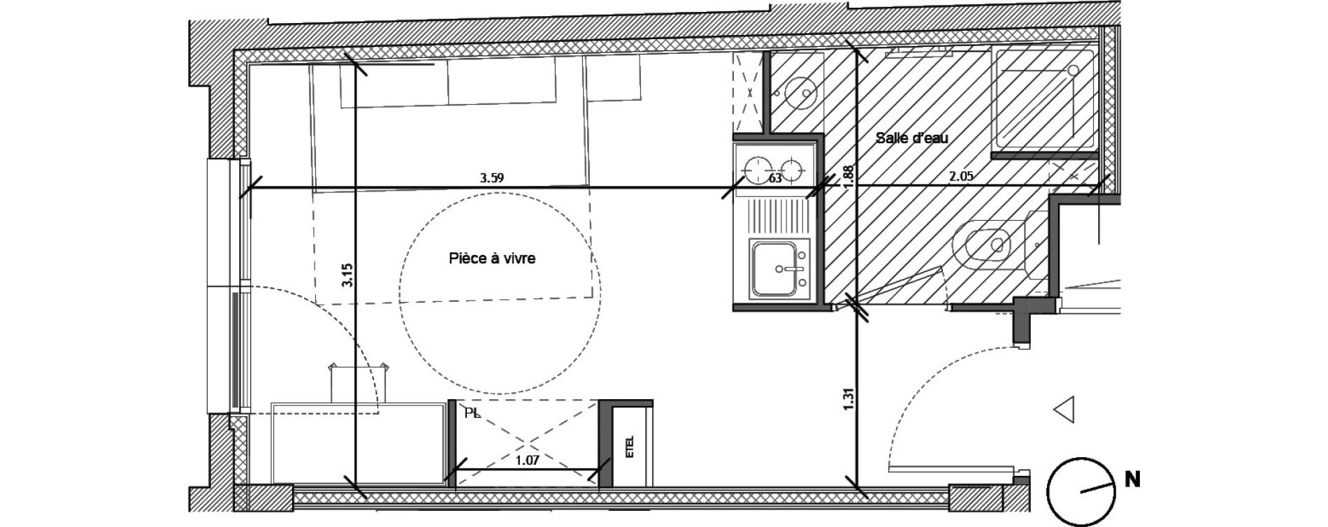 Appartement T1 de 18,60 m2 &agrave; Noisy-Le-Sec Plaine de l ourcq