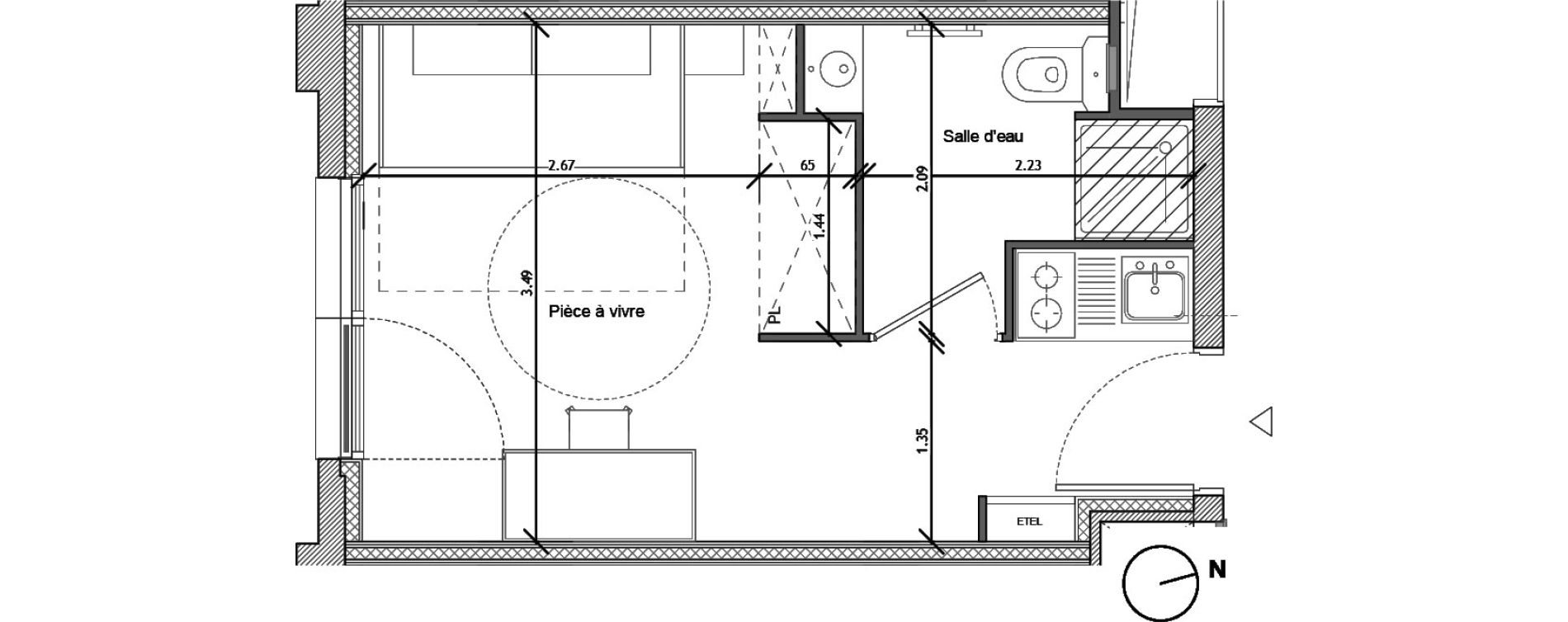 Appartement T1 de 18,40 m2 &agrave; Noisy-Le-Sec Plaine de l ourcq